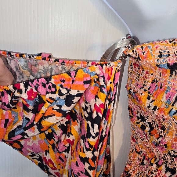 Maaji Prism Cat Marta Short Dress Smocked Mini 4 in 1 Wear Cut Out Tassels M NEW - Picture 14 of 16